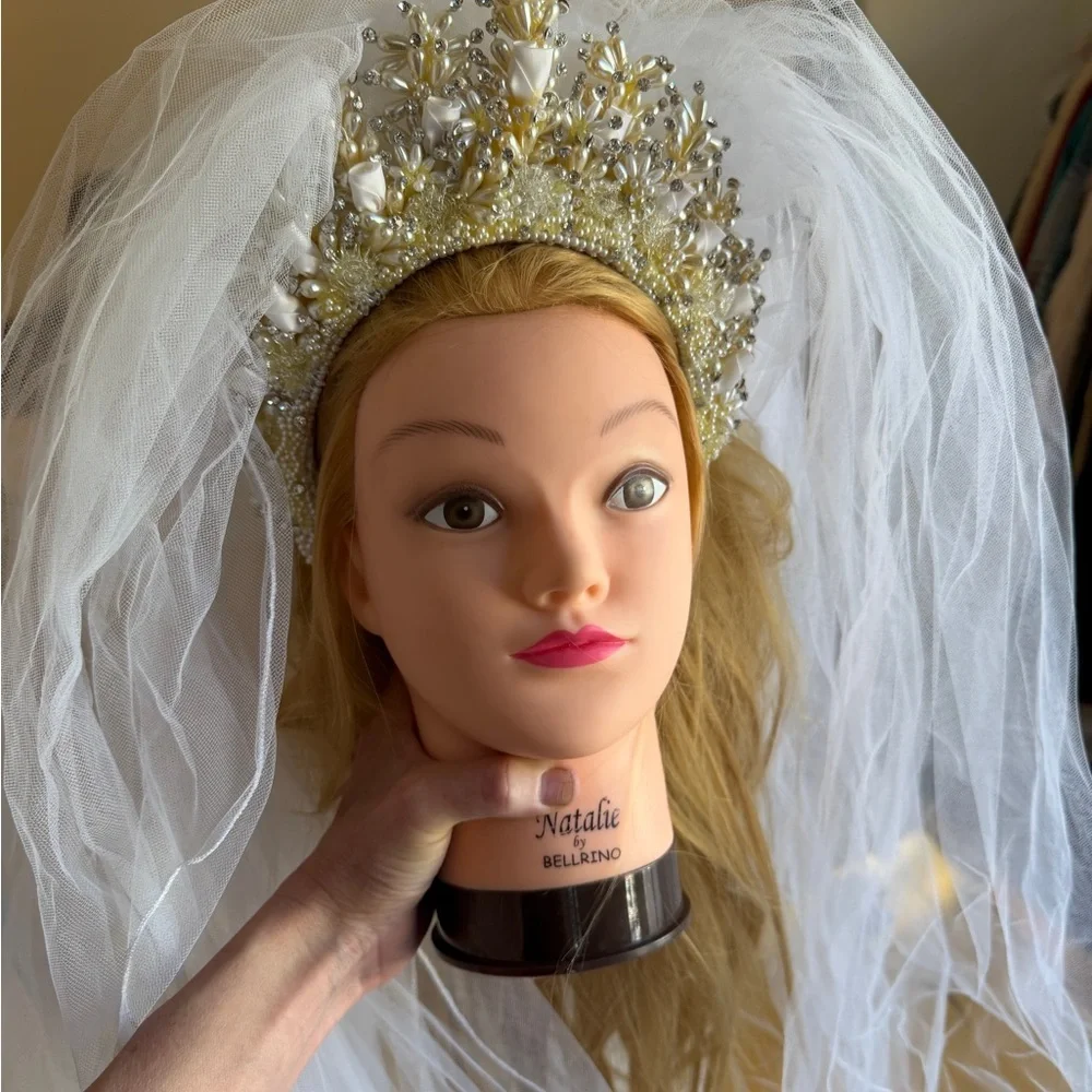 Vintage White and Gold Beaded Bridal Headband